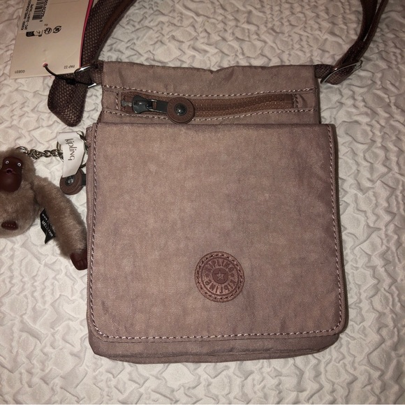 Kipling NWELDORADO Dusty Taupe Nylon Crossbody With Monkey Key Chain NWT - Picture 6 of 16